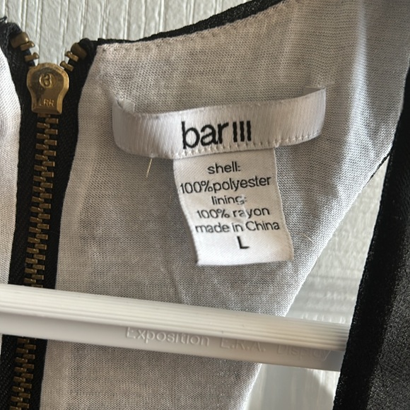 Bar III Black/White Double Layer Sheer Tunic Top - Size L - Picture 3 of 10